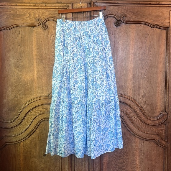 J.McLaughlin Ophelia Cotton Voile Floral Print Tiered Ruffle Maxi Skirt - Picture 4 of 12